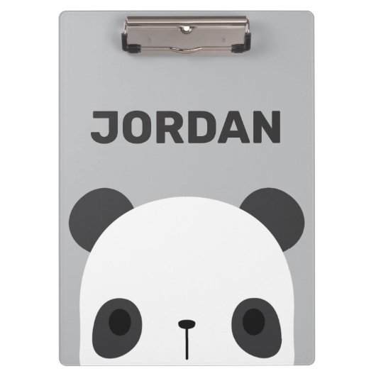 Niedlicher Panda-Bär mit Personalisiertem Namen Klemmbrett (Vorderseite)