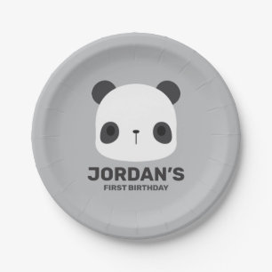 Niedlicher Panda-Bär mit Personalisiertem Namen Pappteller