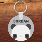 Niedlicher Panda-Bär mit Personalisiertem Namen Schlüsselanhänger (Vorderseite)