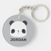 Niedlicher Panda-Bär mit Personalisiertem Namen Schlüsselanhänger (Rückseite)