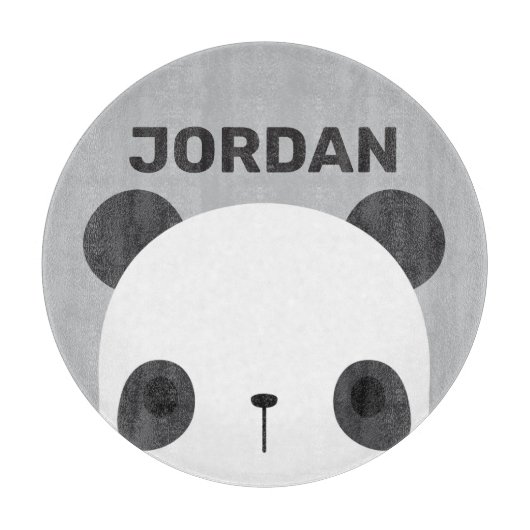 Niedlicher Panda-Bär mit Personalisiertem Namen Schneidebrett (Vorderseite)