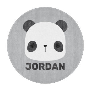 Niedlicher Panda-Bär mit Personalisiertem Namen Schneidebrett