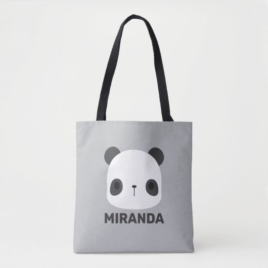 Niedlicher Panda-Bär mit Personalisiertem Namen Tasche (Vorderseite)