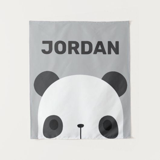 Niedlicher Panda-Bär mit Personalisiertem Namensba Wandteppich (Vorderseite)