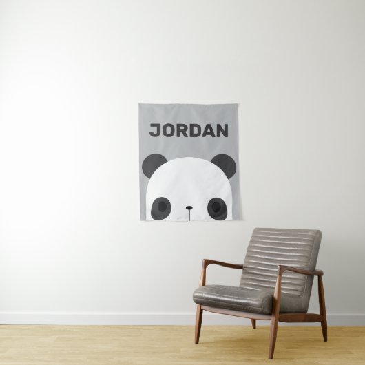 Niedlicher Panda-Bär mit Personalisiertem Namensba Wandteppich (Beispiel)