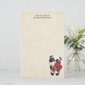 Niedlicher Panda-Bär mit Rose Bouquet (Stehend Vorderseite)