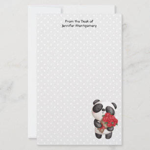 Niedlicher Panda-Bär mit Rose Bouquet