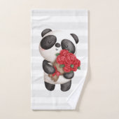 Niedlicher Panda-Bär mit Rose Bouquet Badhandtuch Set (Handtuch)