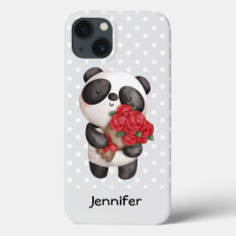 Niedlicher Panda-Bär mit Rose Bouquet Case-Mate iPhone Hülle