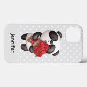 Niedlicher Panda-Bär mit Rose Bouquet Case-Mate iPhone Hülle (Rückseite (Horizontal))