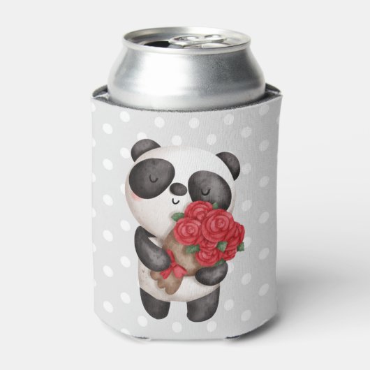 Niedlicher Panda-Bär mit Rose Bouquet Dosenkühler (Kanne Vorderseite)