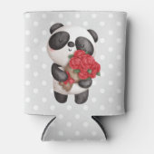 Niedlicher Panda-Bär mit Rose Bouquet Dosenkühler (Vorderseite)