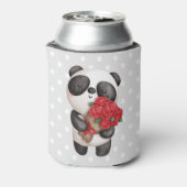 Niedlicher Panda-Bär mit Rose Bouquet Dosenkühler (Kanne Rückseite)