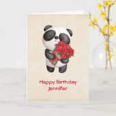 Niedlicher Panda-Bär mit Rose Bouquet Geburtstag Karte (Gelbe Blume)