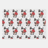Niedlicher Panda-Bär mit Rose Bouquet Geschenkpapier Set (Vorderseite)