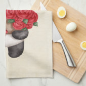 Niedlicher Panda-Bär mit Rose Bouquet Geschirrtuch (Viertel Falte)