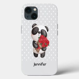 Niedlicher Panda-Bär mit Rose Bouquet iPhone 13 Hülle