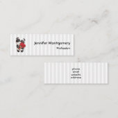 Niedlicher Panda-Bär mit Rose Bouquet Mini Visitenkarte (Vorne/Hinten)