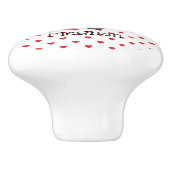 Niedlicher Panda-Bär mit Rose Bouquet Mit Monogram Keramikknauf (Seitenansicht)