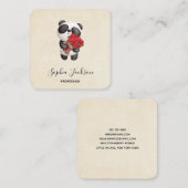 Niedlicher Panda-Bär mit Rose Bouquet Quadratische Visitenkarte (Vorne/Hinten)