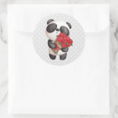 Niedlicher Panda-Bär mit Rose Bouquet Runder Aufkleber (Tasche)