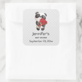 Niedlicher Panda-Bär mit Rose Bouquet Save the Dat Quadratischer Aufkleber (Tasche)