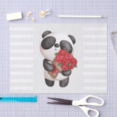 Niedlicher Panda-Bär mit Rose Bouquet Seidenpapier (Handwerk)