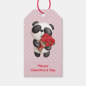 Niedlicher Panda-Bär mit Rose Bouquet Valentine Geschenkanhänger (Vorderseite)
