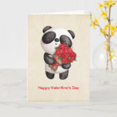 Niedlicher Panda-Bär mit Rose Bouquet Valentine Karte (Gelbe Blume)