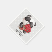 Niedlicher Panda-Bär mit Rose Bouquet Valentine Serviette (Ecke)