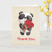 Niedlicher Panda-Bär mit Rose Bouquet Vielen Dank Karte (Gelbe Blume)