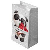 Niedlicher Panda-Bär mit Rose Bouquet Vielen Dank Kleine Geschenktüte (Rückseite Schrägansicht)