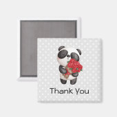 Niedlicher Panda-Bär mit Rose Bouquet Vielen Dank Magnet (Vorderseite/Rückseite)