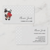 Niedlicher Panda-Bär mit Rose Bouquet Visitenkarte (Vorne/Hinten)