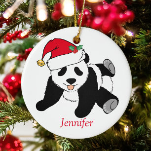 Niedlicher Panda Bär Personalisiert Kinder Weihna Keramik Ornament
