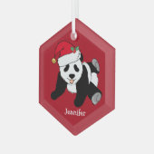 Niedlicher Panda Bär Personalisiert Kinder Weihnac Ornament Aus Glas (Vorderseite Links)