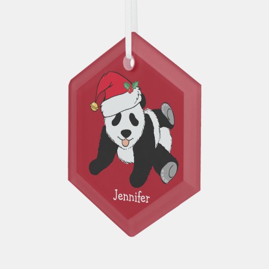Niedlicher Panda Bär Personalisiert Kinder Weihnac Ornament Aus Glas (Vorderseite Links)