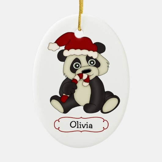 Niedlicher Panda-Bär Personalisiert Weihnachten Keramikornament (Vorne)
