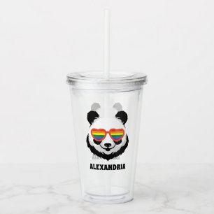 Niedlicher Panda-Bär Regenbogen LGBTQ Acryltrinkbecher