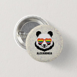 Niedlicher Panda-Bär Regenbogen LGBTQ Button