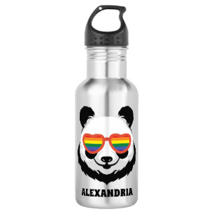 Niedlicher Panda-Bär Regenbogen LGBTQ Edelstahlflasche