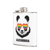 Niedlicher Panda-Bär | Regenbogen | LGBTQ Flachmann (Links)