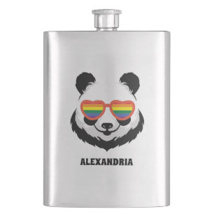 Niedlicher Panda-Bär   Regenbogen   LGBTQ Flachmann
