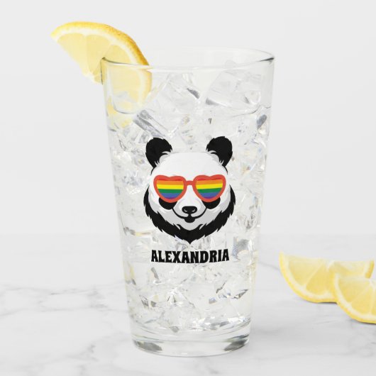 Niedlicher Panda-Bär | Regenbogen | LGBTQ Glas (Vorderseite Ice)