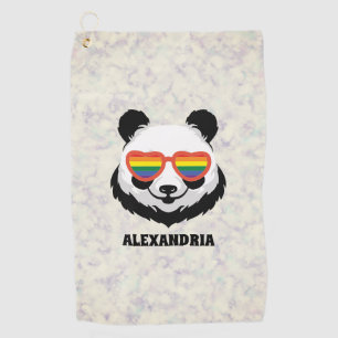 Niedlicher Panda-Bär Regenbogen LGBTQ Golfhandtuch