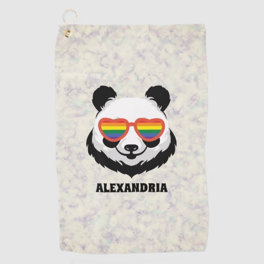 Niedlicher Panda-Bär | Regenbogen | LGBTQ Golfhandtuch (Vorderseite)