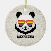 Niedlicher Panda-Bär | Regenbogen | LGBTQ Keramik Ornament (Vorne)