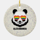Niedlicher Panda-Bär | Regenbogen | LGBTQ Keramik Ornament (Hinten)
