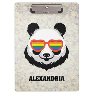 Niedlicher Panda-Bär Regenbogen LGBTQ Klemmbrett