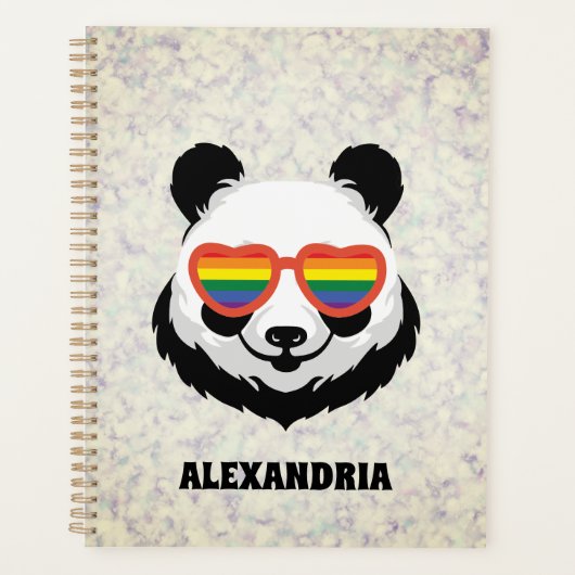 Niedlicher Panda-Bär | Regenbogen | LGBTQ Planer (Vorderseite)